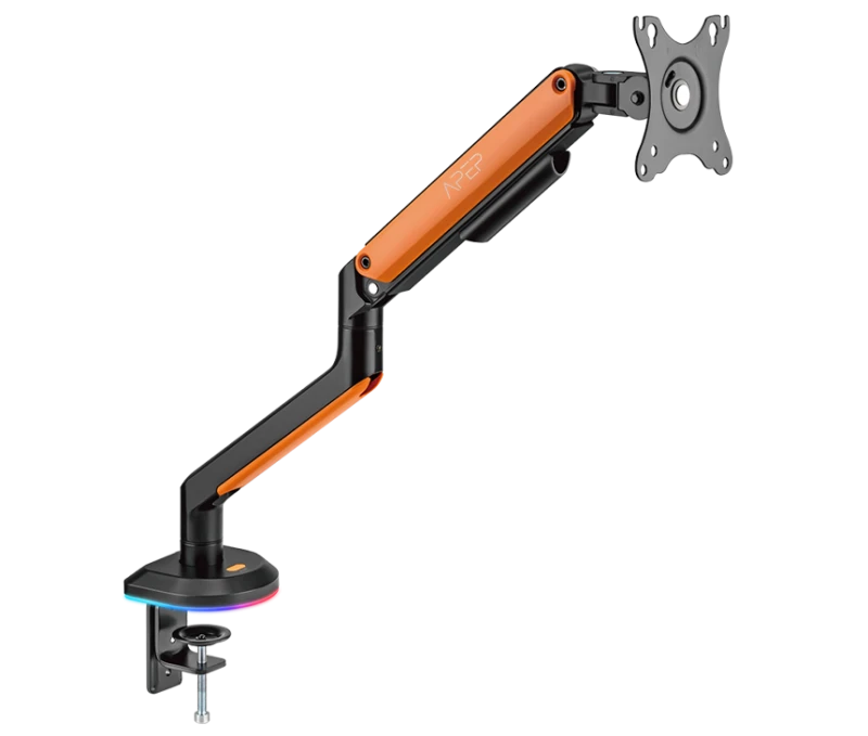 Sades Apep RGB Single Monitor Mount Arm, Orange, Adjustable, Heavy-Duty, Compatible with Up to 32" Monitors
