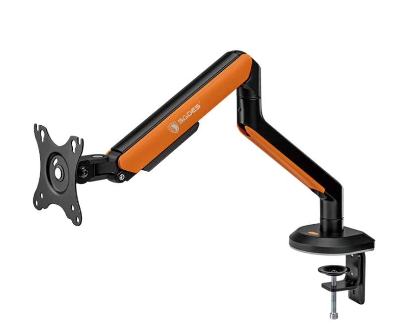 Sades Apep RGB Single Monitor Mount Arm, Orange, Adjustable, Heavy-Duty, Compatible with Up to 32" Monitors