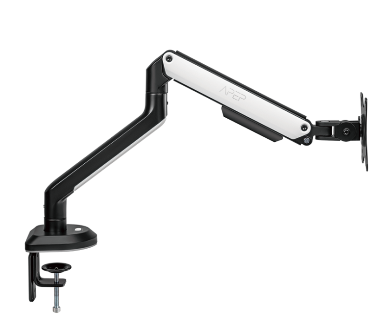 Sades Apep RGB Single Monitor Mount Arm, White, Adjustable, Heavy-Duty, Compatible with Up to 32" Monitors