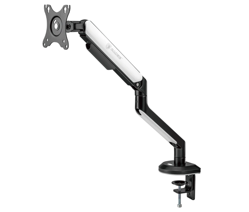Sades Apep RGB Single Monitor Mount Arm, White, Adjustable, Heavy-Duty, Compatible with Up to 32" Monitors