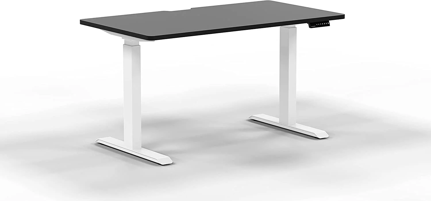Navodesk Height Adjustable Standing Desk Workstation, Matte BlackTop, white Frame, Bluetooth Control, Dual Motor (177cm x 76cm)