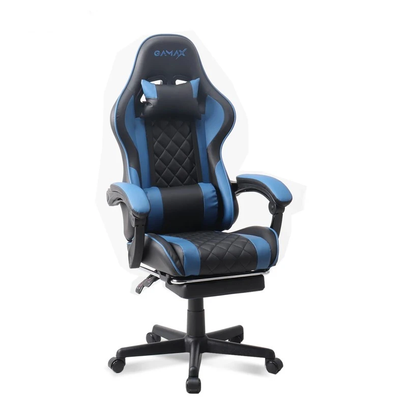 Gamax Gaming Chair Model 1-LT001L with  Linkage Function Armrest & Retactable Footrest -  Blue
