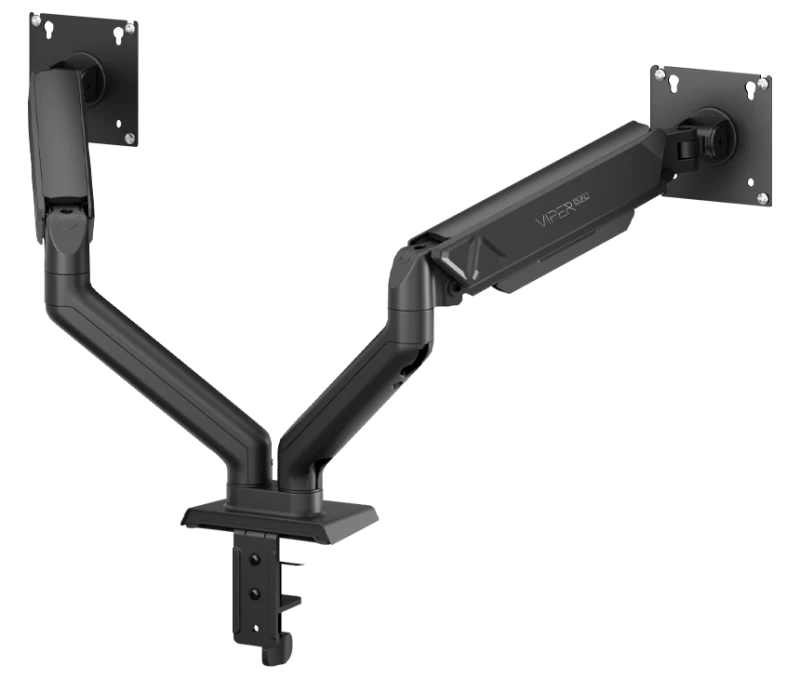 Sades Viper Dual Monitor Arm – Black, Adjustable Gas Spring Mount, Up to 32″ Screens, Full Aluminum