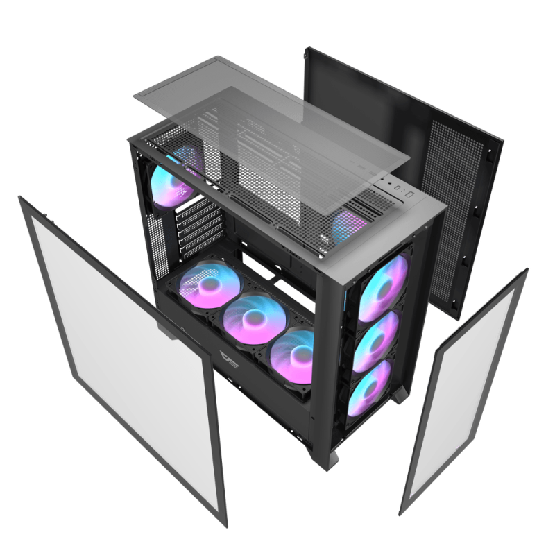 DarkFlash DRX90 Glass ATX Computer Case, 360mm Radiator Support, Up to 10x 120mm Fan Support | DRX90