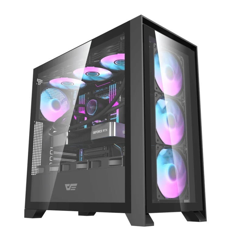 DarkFlash DRX90 Glass ATX Computer Case, 360mm Radiator Support, Up to 10x 120mm Fan Support | DRX90