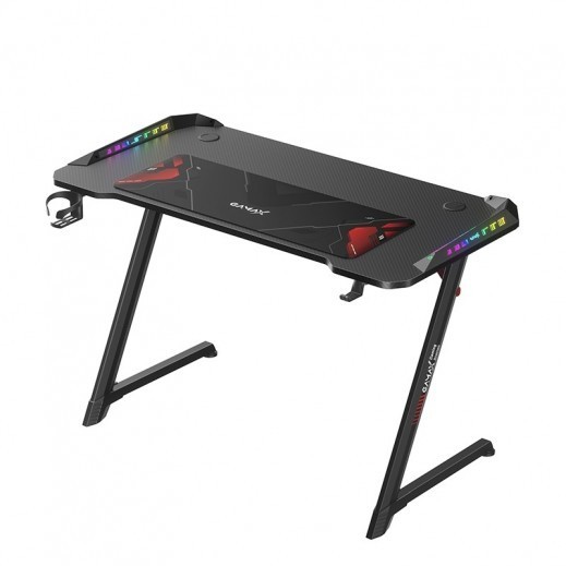 Gamax TD-03 with GT-01 Light P2 Carbon Fibre Grain Environmental Gaming Desk - Black