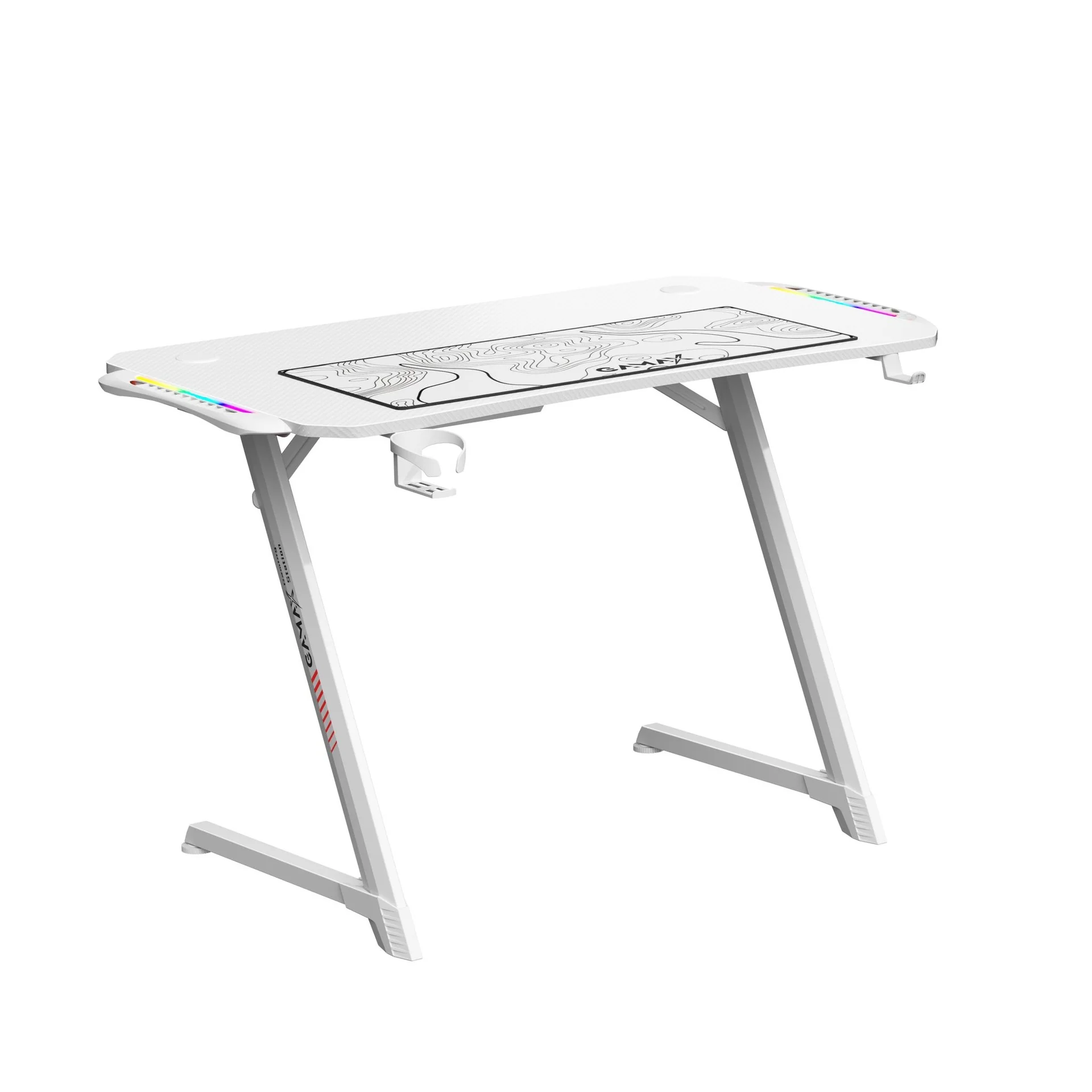 Gamax TD-03 with GT-01 Light P2 Carbon Fibre Grain Environmental Gaming Desk - White
