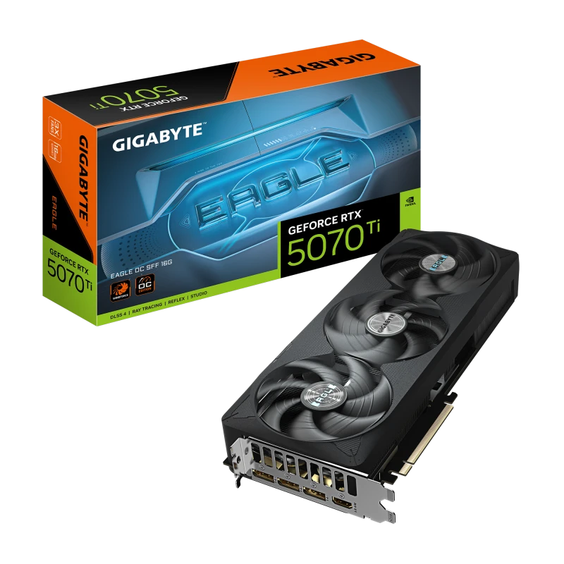Gigabyte GeForce RTX 5070 Ti EAGLE OC SFF 16GB GDDR7, 2542MHz Boost, PCIe 5.0, RGB Lighting, Compact Design | GV-N507TEAGLE OC-16GD