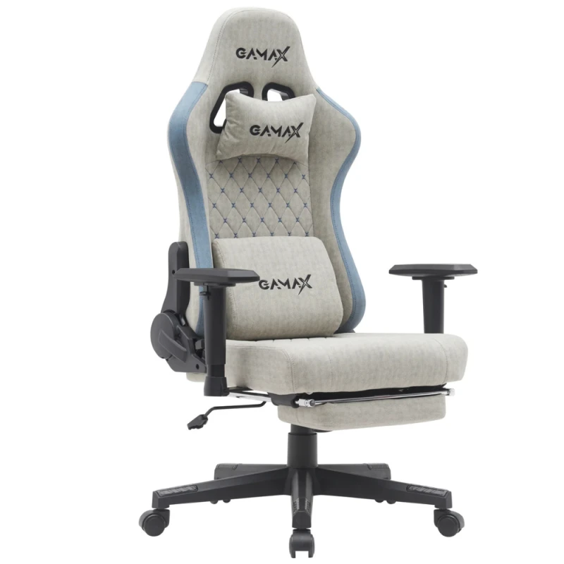 Gamax Gaming Chair model BS-7970 with foot rest - Light Grey