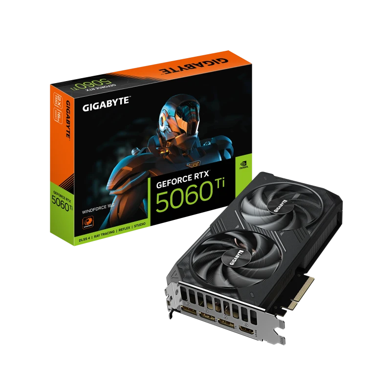 Gigabyte GeForce RTX 5060 Ti WINDFORCE 16GB GDDR7, 2572MHz Core Clock, 128-bit Memory Interface | GV-N506TWF2-16GD