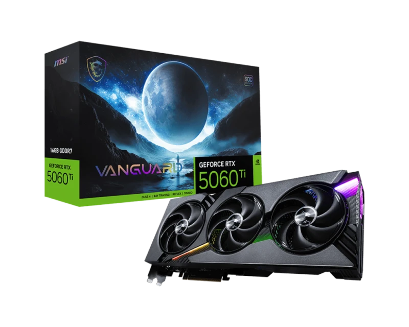 MSI GeForce RTX 5060 Ti 16G Vanguard SOC, 16GB GDDR7, 2707MHz Boost, 4608 CUDA Cores, PCIe 5.0 | 912-V535-026