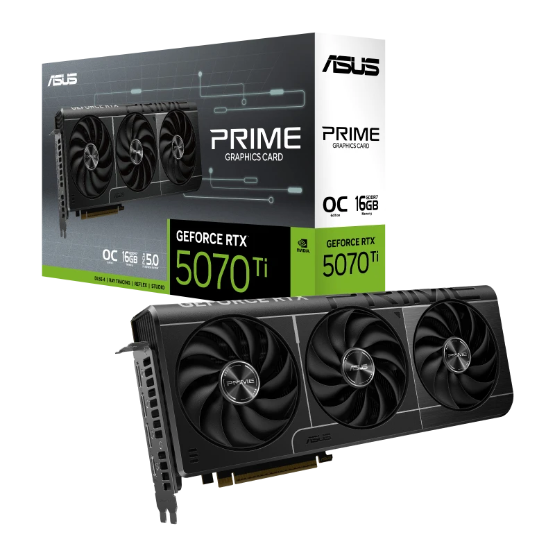 ASUS PRIME GeForce RTX 5070 Ti 16GB GDDR7 OC Edition, PCIe 5.0, DLSS 4.0 Graphics Card | 90YV0MF0-M0NA00