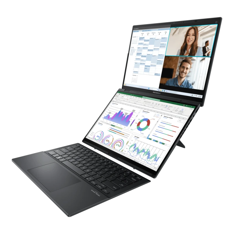 ASUS Zenbook DUO Laptop, Dual 14" 3K OLED Touch Displays, Intel Core Ultra 7 255H, 32GB RAM, 1TB SSD, Windows 11, ENG-AR Keyboard, Grey + Sleeve & Stylus | UX8406CA-OLED7