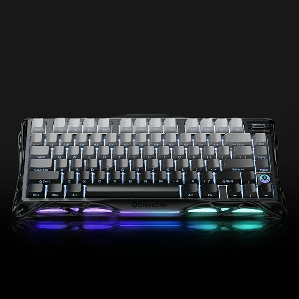 GravaStar Mercury K1 Wireless Gaming Keyboard – 75% RGB, Kailh Cherry Pink Switches, Gradient Black