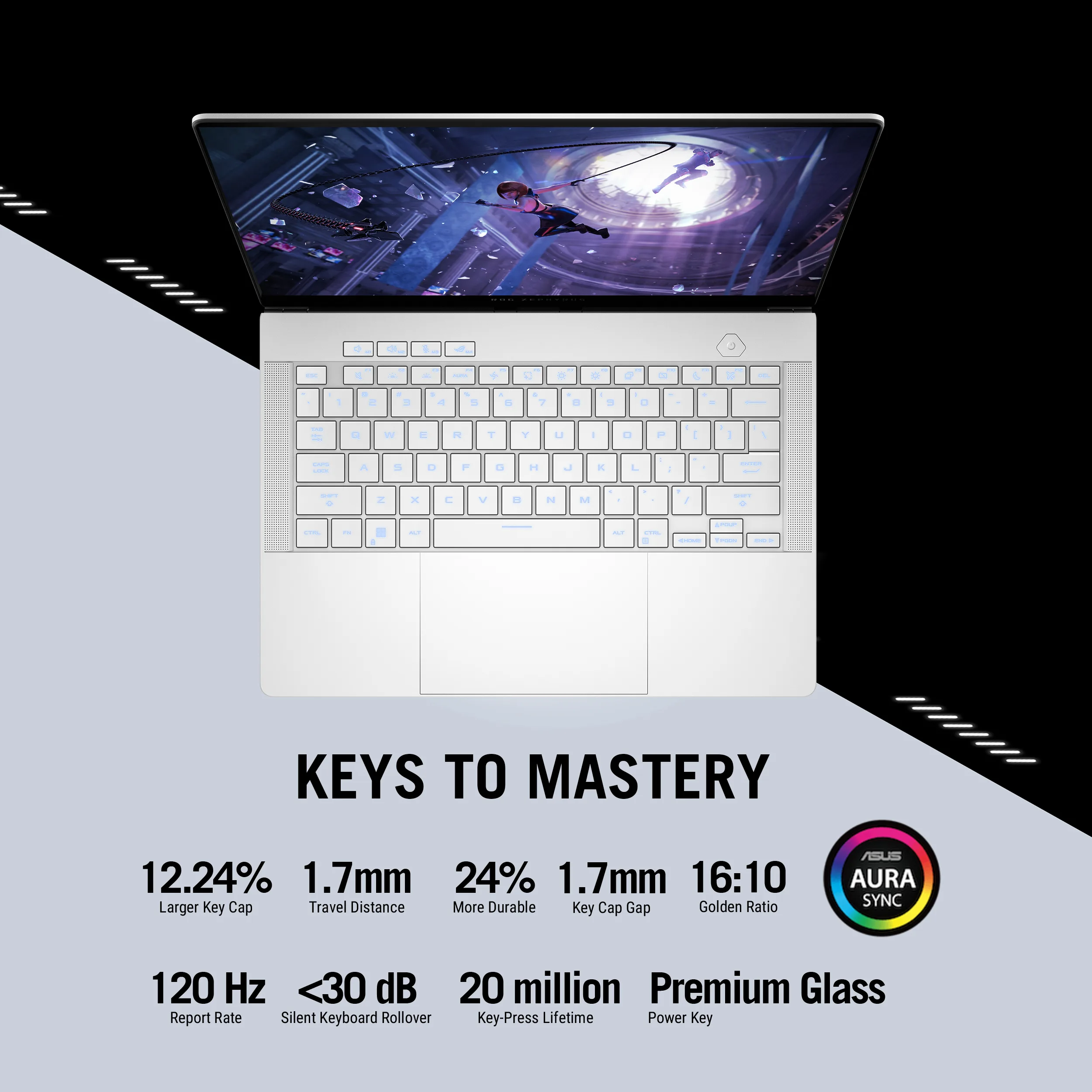 ASUS ROG Zephyrus G14 Gaming Laptop, Ryzen AI 9 HX 370, 14" OLED WQXGA+ 120Hz, RTX 5060 8GB, 32GB RAM, 1TB SSD, Win11, White, Eng-Arabic KB, GA403WM, 90NR0M32-M002A0