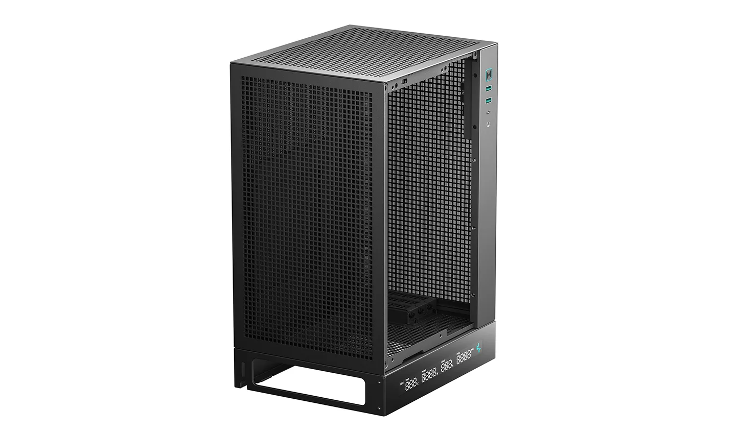 DeepCool CH170 Digital Mini-ITX Case, Mesh panels surround, Multiple Data Point Display, 240mm Radiator Support- Black | R-CH170-BKNPI0D-G-1