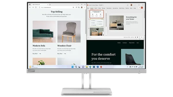 Lenovo L27e‑40 27″ Full HD VA Monitor, 100 Hz, 4 ms, HDMI & VGA, TÜV Low Blue Light, Ultra-Slim Bezel, Tilt Stand