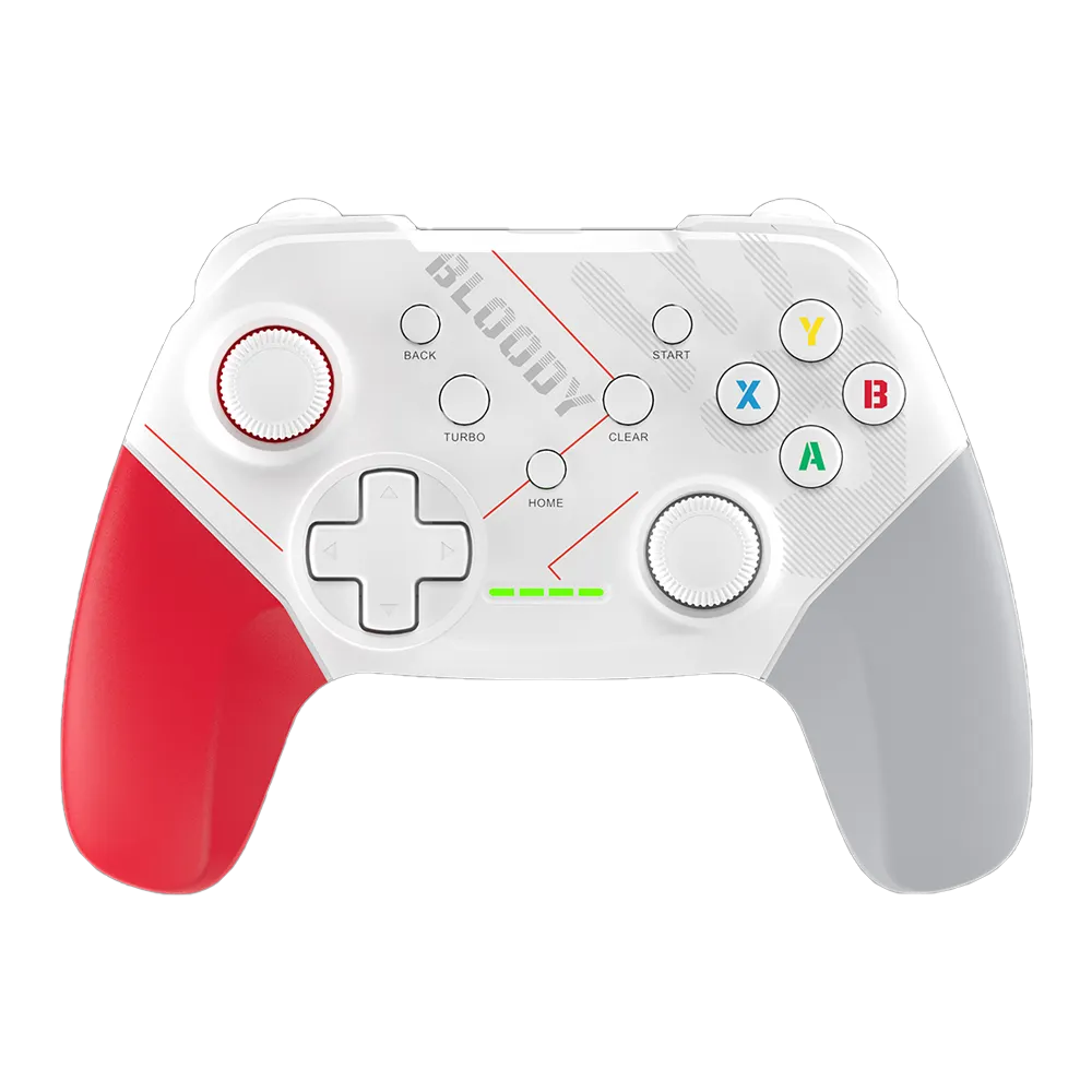 A4Tech Bloody GPW50 Dual-Mode Wireless & USB Gamepad, 360° Joysticks, Dual Vibration, Turbo/Clear, PC/PS3/Android – Black/White