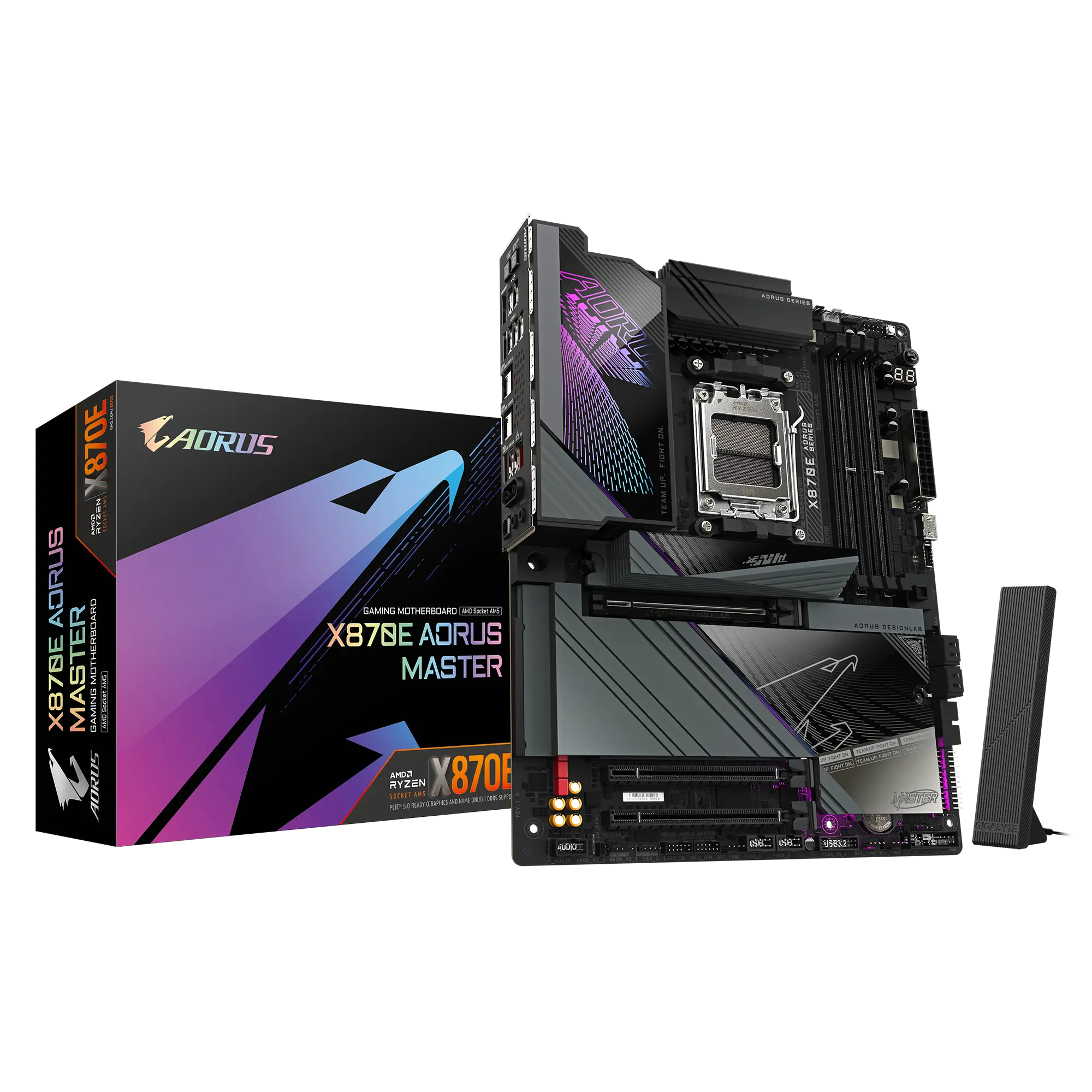 Gigabyte X870E AORUS MASTER Motherboard, AMD AM5, DDR5 8600MT/s, 4× M.2 PCIe 5.0 x4, Wi-Fi 7, 5Gb Ethernet, Digital Twin VRM, ATX