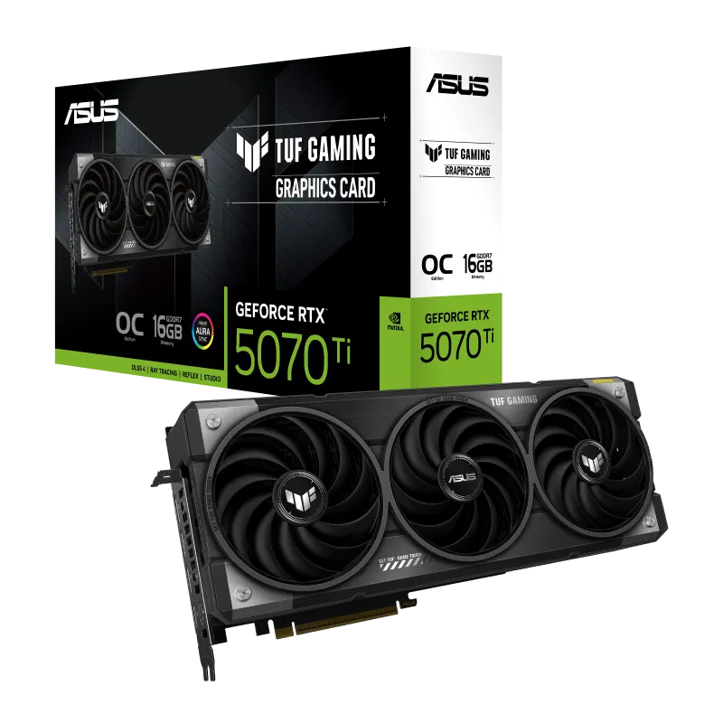ASUS TUF Gaming GeForce RTX 5070 Ti OC Edition 16GB GDDR7, 2610MHz Boost, PCIe 5.0, HDMI 2.1b, DP 2.1b, HDCP 2.3 Graphics Card – 90YV0MD0-M0NA00