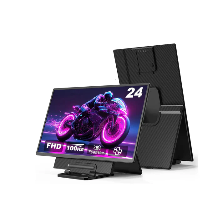 V2COM D1-FHD 23.8" FHD Portable Monitor, 100Hz IPS, 300nits, USB-C & HDMI, Built-in Speakers, Height & Rotation Adjustable Stand, Perfect for Multitasking, Fits Most Laptops | V2COM D1-FHD