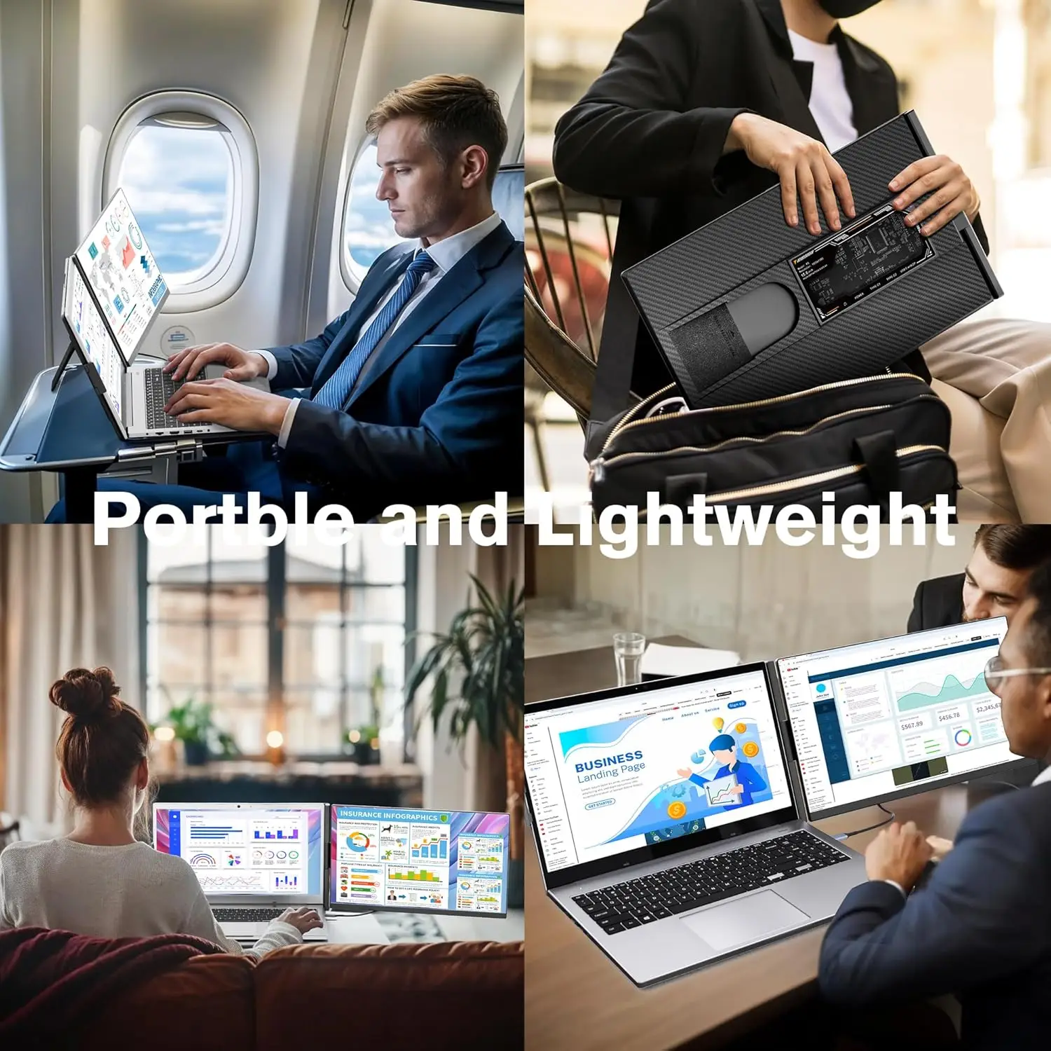 V2com 15.6" Laptop Screen Extender, 120% sRGB FHD 1080P IPS Laptop Monitor Extender Dual Screen, Portable Monitor for Laptops 13-17" with HDMI/USB-A/Type-C Plug-Play for Windows, Mac, Android | P5