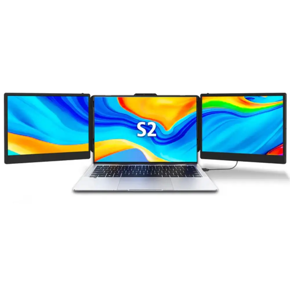 V2COM 14" 2K Triple Laptop Screen Extender, 2160x1440 QHD Portable Monitor with 180° Rotation, Plug & Play, Compatible with 13-16.5" Laptops, Windows, Mac, Android, Dex | S2 Pro Max