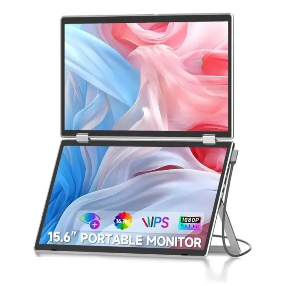 V2com M2 Folding Portable Monitor for Laptop, 15.6" Inch IPS FHD Display, Dual-Screen Modes & Plug-and-Play Compatibility for Windows, macOS, Android, PS5, Xbox | M2