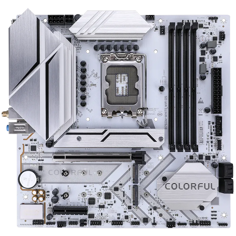 Colorful BATTLE-AX B760M-WHITE WIFI D5 V20 Micro-ATX Motherboard | DDR5 Support, 12+1+1 Power Phase, Triple PCIe 4.0 M.2, USB 3.2 Type-C, 2.5G LAN, WiFi 6 & Bluetooth 5.2, ARGB Sync