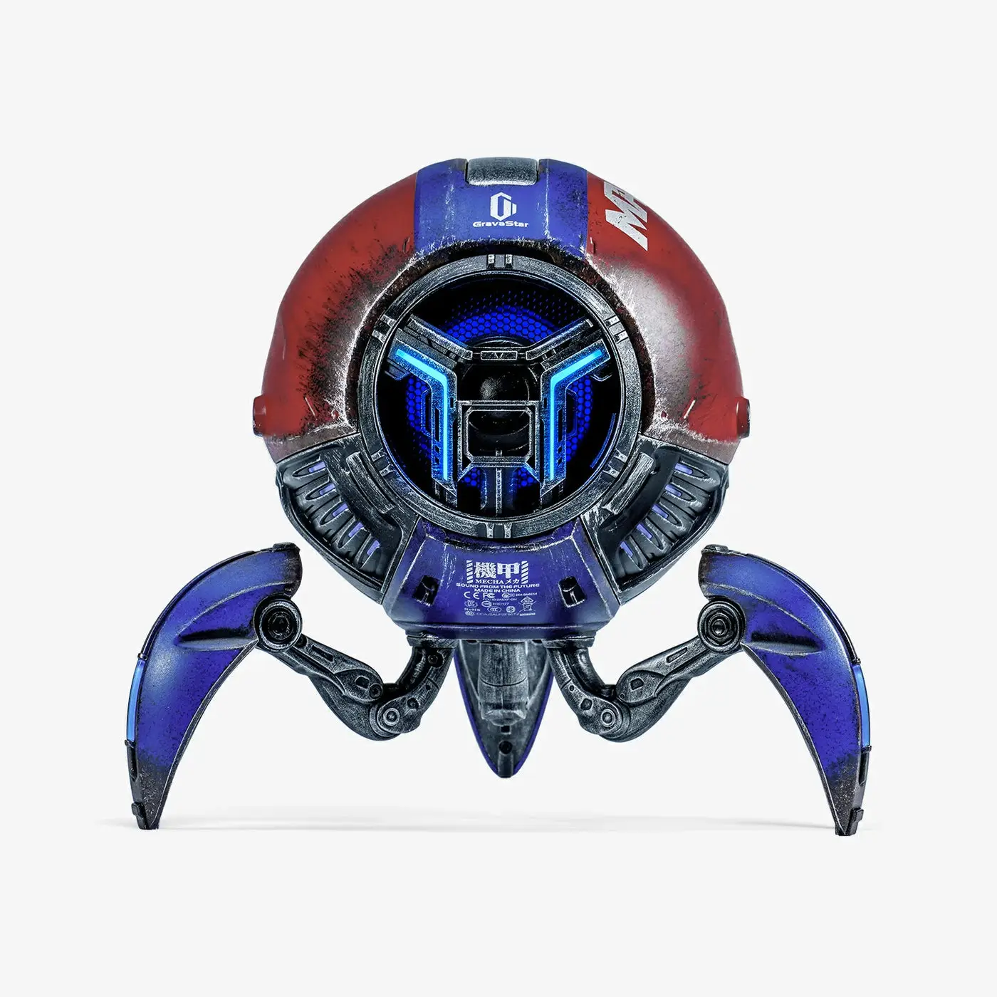 GravaStar Mars Pro Bluetooth Speaker Limited Edition Captain, 20W Dual Speakers, 15H Battery, RGB Lighting, USB-C, Battle-Worn Matte Blue