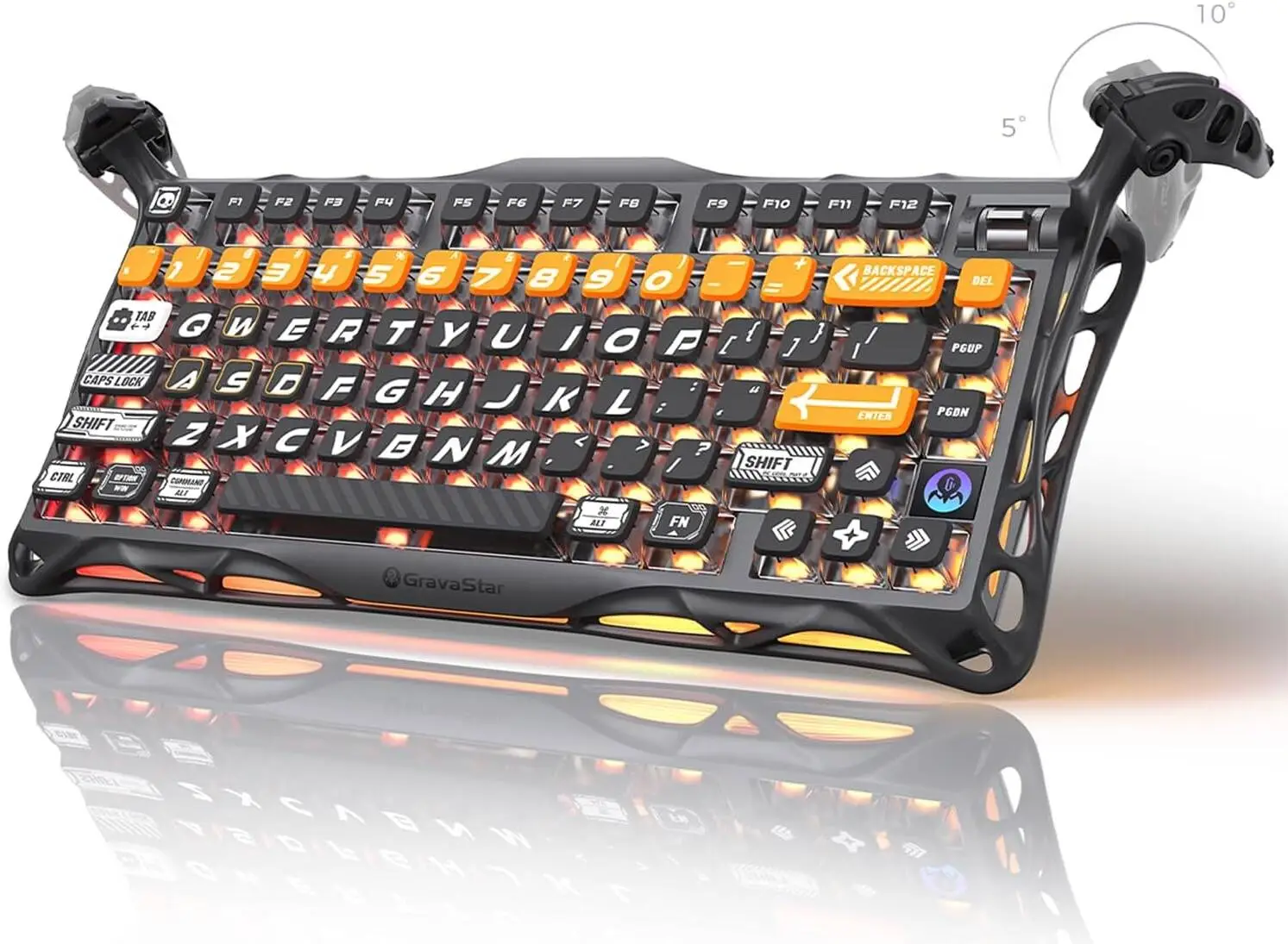 GravaStar Mercury K1 Pro Wireless Gaming Keyboard, 75% Layout, Handcrafted Battle-Worn Yellow, Aluminum Alloy, RGB, Hot-Swappable Switches - CyberFlare