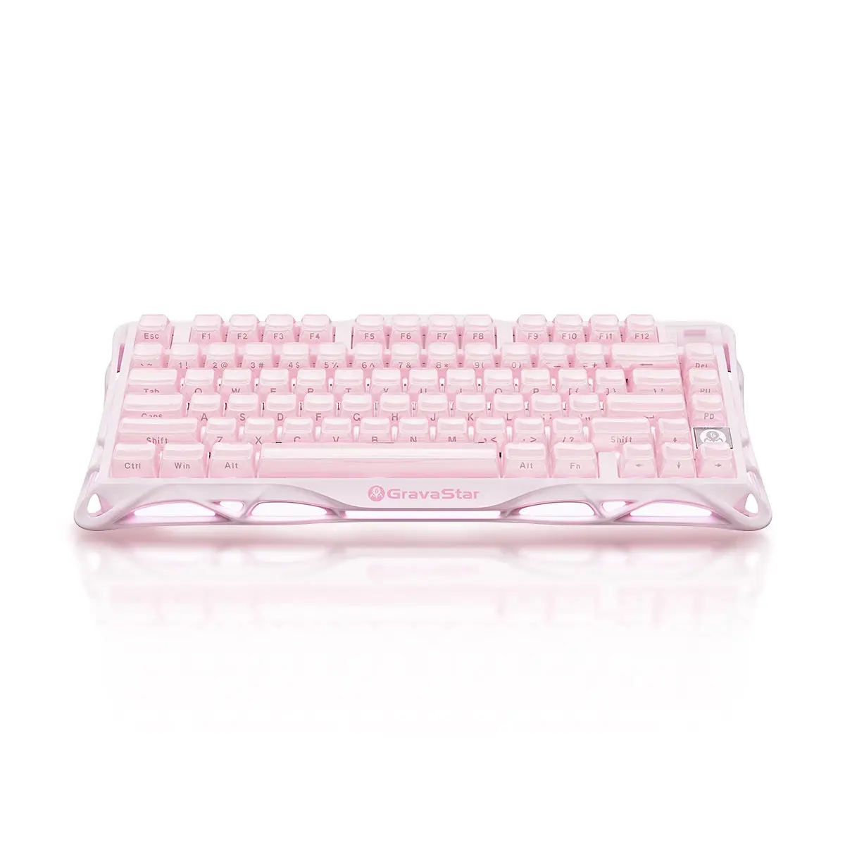 GravaStar Mercury K1 Gaming Keyboard, Special Edition, Streamlined 75% layout featuring 79 keys + knob, GravaStar x Kailh Cherry Pink linear key switches, 8000mAh, Sakura Pink | Mercury K1
