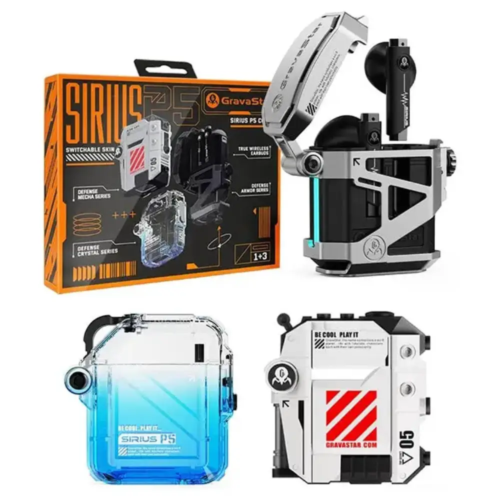 GravaStar Sirius P5 TWS Earbuds 3-in-1 Combo Set, True Wireless, Bluetooth 5.2, Low Latency Gaming Mode, 40H Battery, ENC Mic, Fast Charging
