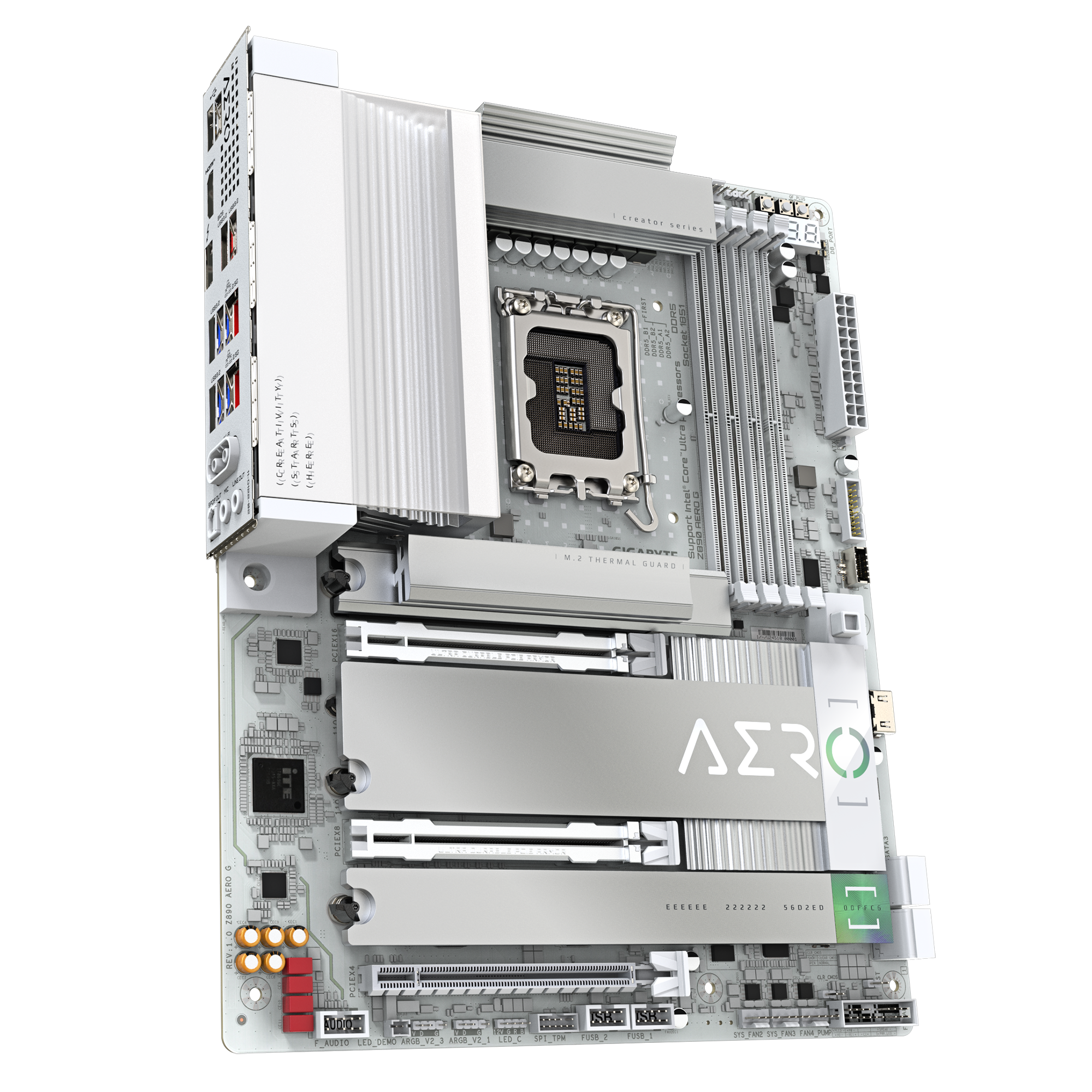 Gigabyte Z890 AERO G Intel LGA1851 ATX Motherboard, Z890 Chipset, DDR5 9200+ OC 256GB, Thunderbolt 4, HDMI, PCIe 5.0, Dual 2.5GbE LAN, ALC1220 Audio, ECC & XMP Support