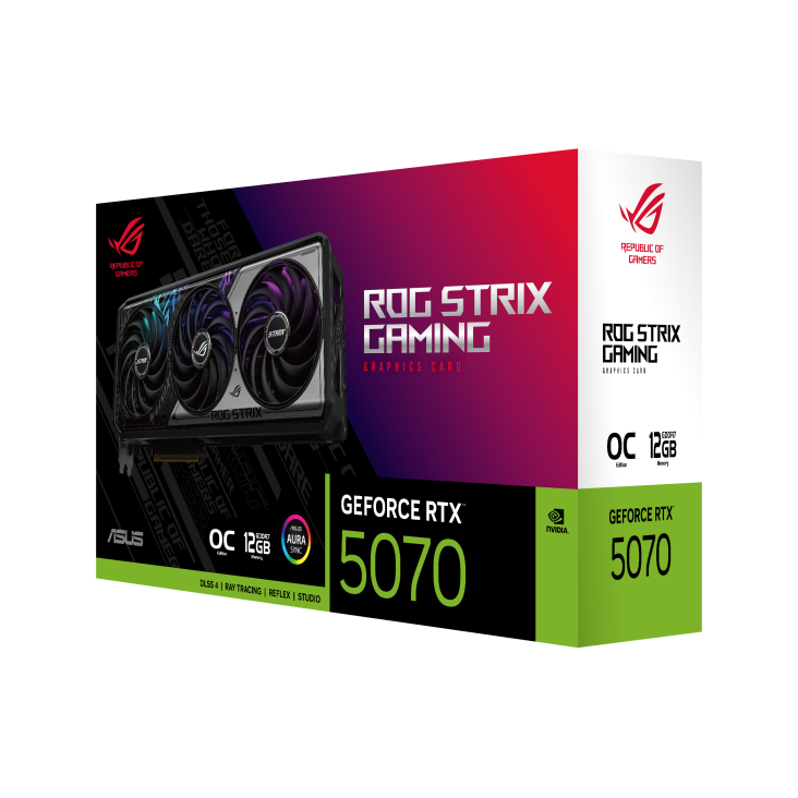 ASUS ROG Strix GeForce RTX 5070 12GB GDDR7 OC Edition Graphic Card, 12GB GDDR7, 192-bit 28 Gbps, 6144 CUDA Cores, 1044 AI TOPS, NVIDIA Blackwell architecture and DLSS 4 | 90YV0M80-M0NA00