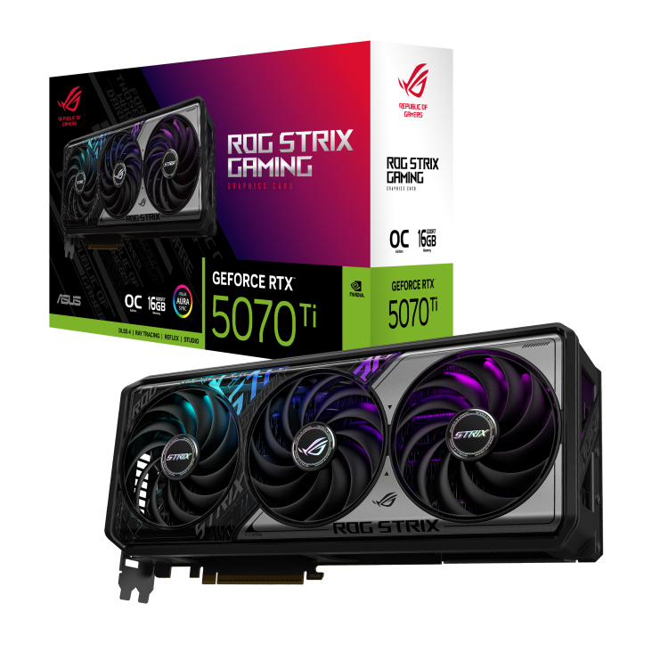 ASUS ROG Strix NVIDIA GeForce RTX 5070 Ti 16GB GDDR7 OC Edition Graphics Card, 256-bit, 28 Gbps, 8960 CUDA Core, 1492 AI TOPS, Blackwell architecture and DLSS 4 | 90YV0M90-M0NA00