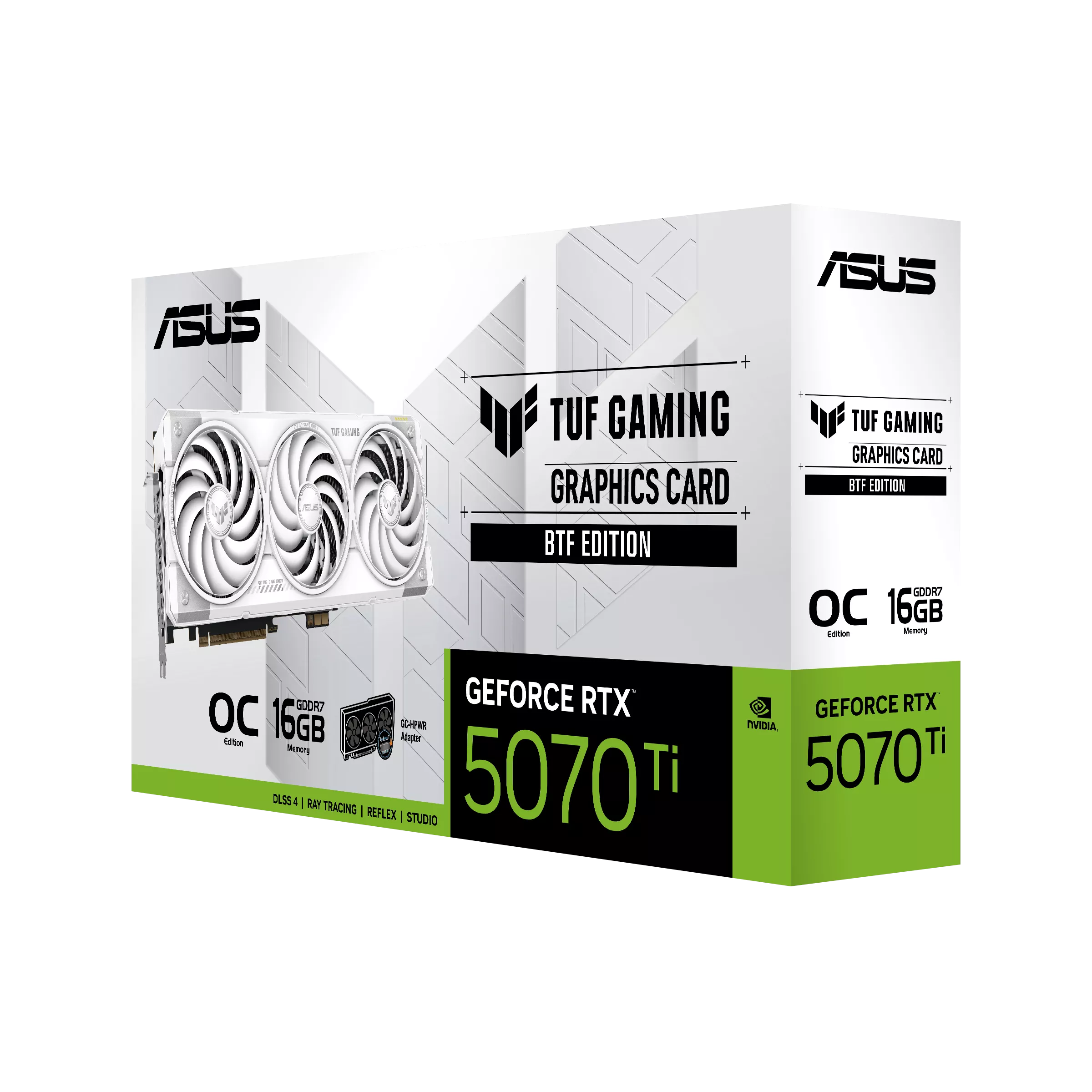 ASUS TUF Gaming NVIDIA GeForce RTX 5070 Ti 16GB GDDR7 BTF White OC Edition Graphics card, 28 Gbps 256-bit, 8960 CUDA Core, 1484 AI TOPs, PCI E 5.0 | 90YV0N60-M0NA00