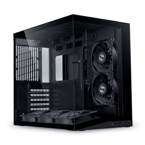 Lian Li O11D mini V2 Flow black Computer Case, 5x Pre-Installed Reverse Blade Fans, Supports ATX, M-ATX, Mini-ITX, and ATX Back-Connect motherboards, Adjustable Vertical GPU Bracket, Supports up to 360mm top radiator, Supports 9 x 120mm fans | O11DMIV2FW