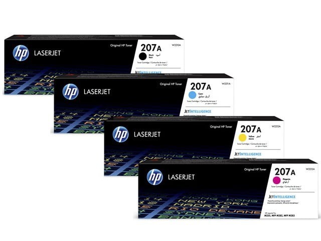 HP 207A Original Toner Multipack (Black, Cyan, Magenta, Yellow) for Color LaserJet Pro M255/M282/M283 – CMYK