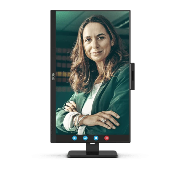 AOC 24P3QW 23.8” flat-screen IPS monitor, Full HD (1920 x 1080), Windows Hello certified webcam, Adaptive Sync, 75Hz Refresh Rate, Flicker Free, Built-in speakers,
