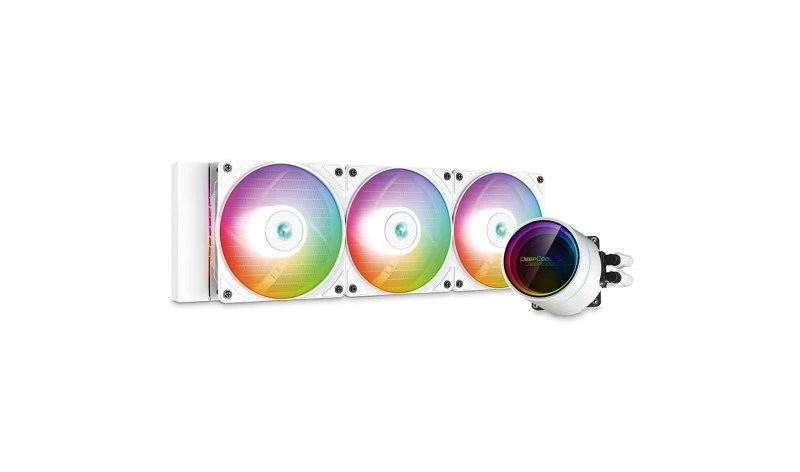 DeepCool CASTLE 360EX A‑RGB WH AIO Liquid CPU Cooler, 360 mm Radiator, 3×120 mm PWM Fans (500–1800 RPM), Addressable RGB, White