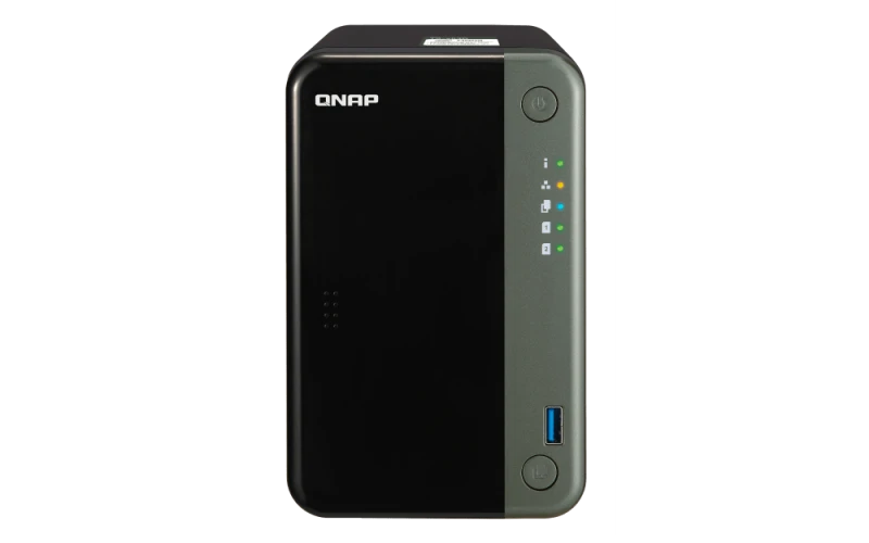 QNAP TS-253D-4G 2 Bay NAS for Professionals - Intel® Celeron® J4125 CPU and Two 2.5GbE Ports, 3.5"/2.5" SATA HDD & 2.5" SATA SSD Drive Compatible, Black/Green | TS-253D-4G