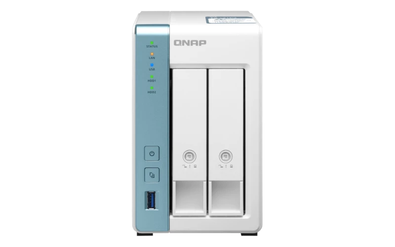 QNAP 2 Bay NAS Server - Alpine AL-314 Processor, Quad-Core 1.7 GHz, 4GB SO-DIMM DDR3 RAM, 2.5 GbE LAN (Without Hard Drive) | TS-231P3-4G