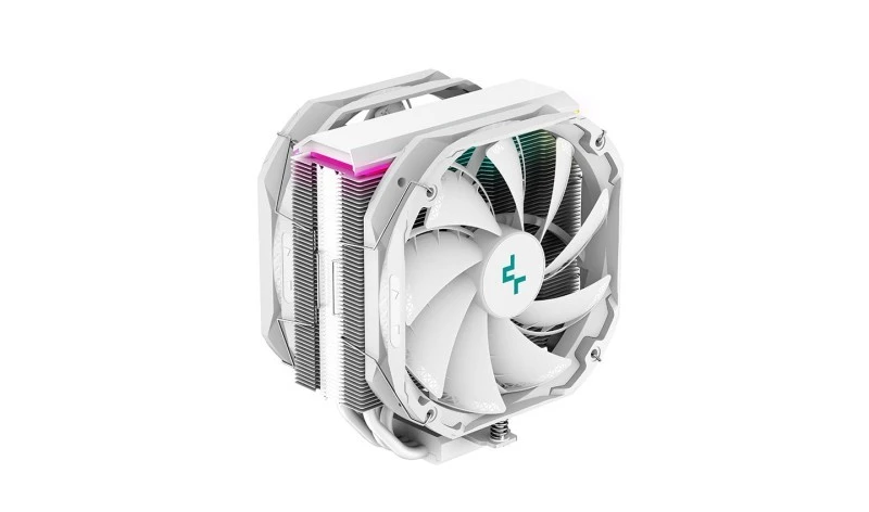 DeepCool AS500 PLUS WH CPU Cooler, 5 Copper Heat-Pipes, Dual 140mm PWM Fans, All-White Design