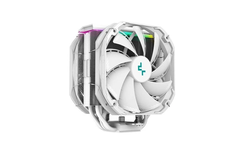 DeepCool AS500 PLUS WH CPU Cooler, 5 Copper Heat-Pipes, Dual 140mm PWM Fans, All-White Design