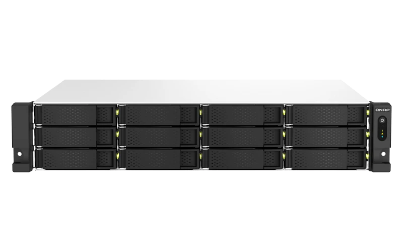Qnap 12 Bay TS-1264U-RP-4G NAS Server - Intel Celeron N5095/N5105 Processor, 2U Rackmount, 2.5 GbE Connectivity, PCIe Expansion, 4GB DDR4 Memory, 3.5-inch SATA 6Gb/s Drive Bay