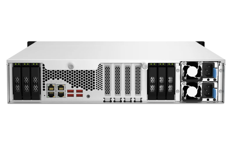 QNAP TS-h1887XU-RP 18-Bay 4U Rackmount NAS - 2x3.5/2.5"+6x2.5" SATA Drive Bays, 3.4 GHz Intel Xeon E-2334 4C, 16GB ECC DDR4 RAM, 550W PSU, 10 Gigabit Ethernet Port, 3 PCIe | TS-h1887XU-RP-E2334-16G