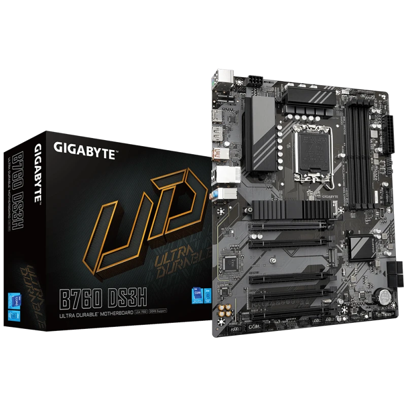 Gigabyte B760 DS3H LGA1700 ATX Motherboard, DDR5, Up to 192GB, PCIe 4.0, Dual M.2, USB 3.2 Gen2, Intel B760 Chipset, Compatible with 13th/12th Gen Intel CPUs