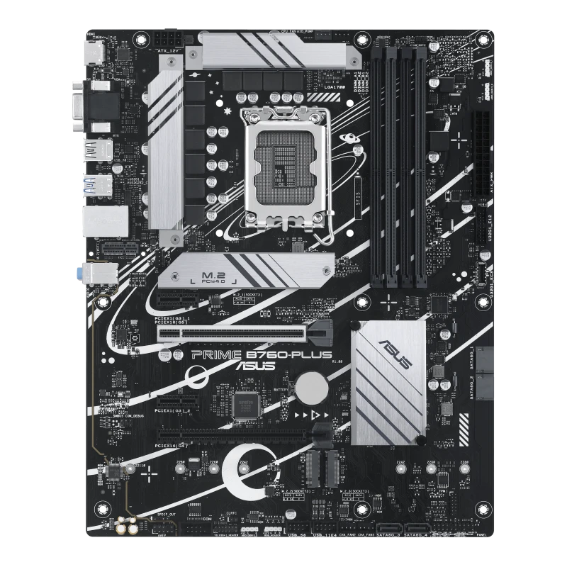 ASUS Prime B760-PLUS Motherboard, Intel LGA1700, B760 Chipset, DDR5 128GB, PCIe 5.0, 3×M.2, 2.5Gb LAN, ATX, USB 3.2, 90MB18C0-M0EAY0