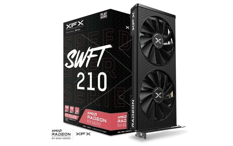 XFX Speedster SWFT 210 Radeon RX 6600 Graphics Card, 8GB GDDR6, 1792 Stream Cores, 128-bit, 2491 MHz Boost, PCIe 4.0, RDNA 2 | RX-66XL8LFDQ